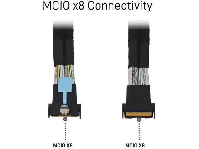 Alt view image 5 of 6 - PCIe 4.0 MCIO x8 to Dual SFF-8639 U.2 NVMe SSD Converter Cable with 15Pin SATA Power, 3.3ft/100cm Internal Storage Cord for Server Workstation RAID NAS