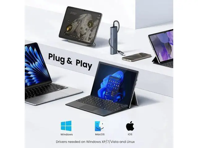 Alt view image 7 of 7 - UGREEN 6-in-1 USB C to Gigabit Ethernet Hub Dongle, USB C Multiport Adapter with 10Gbps USB-C 3.2 ×2, USB-A 3.2/2.0, RJ45 LAN, Dedicated Power Port, Compatible with MacBook, Dell XPS, USB C Laptops