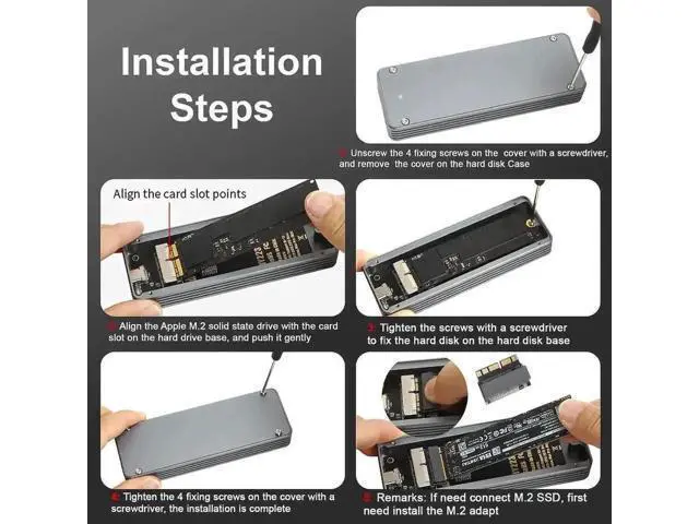 Alt view image 2 of 7 - USB3.2 MacBook SSD Enclosure with M.2 Adapter, Fit 12+16Pin 2013-2017 Apple Original SSD