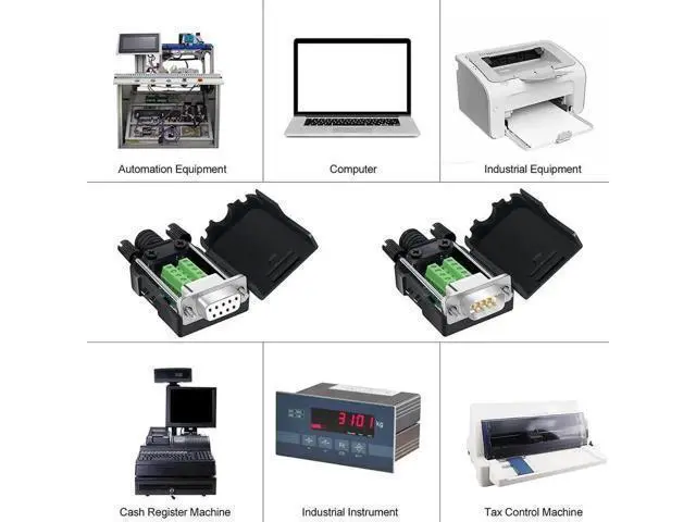 Alt view image 6 of 6 - 10 Pack White DB9 Male RS232 Breakout Board with Housing, Solder-Free D-SUB 9Pin Serial Port to Terminal Block Wiring Adapter Module