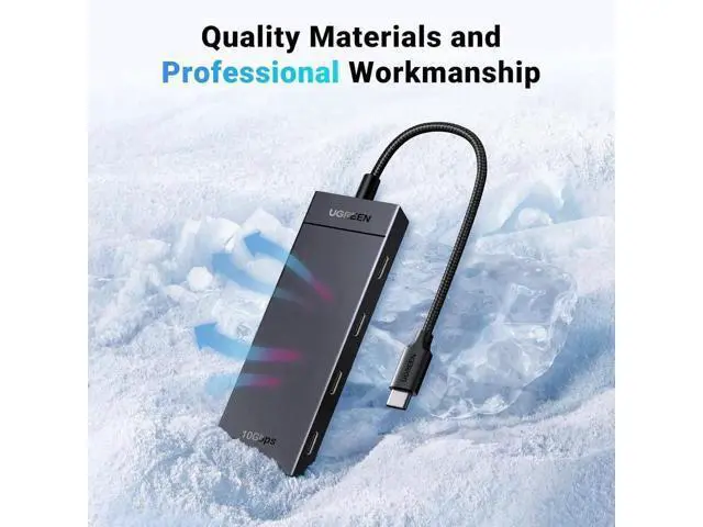 Alt view image 3 of 7 - UGREEN 4-Port USB-C Data Hub, 10Gbps USB 3.2 Gen2 Multiport Adapter, 0.3ft Short Cable, Plug & Play, Data Only, Compatible with MacBook Pro/Air, iPad Pro, iPad mini 6, iPhone 15 Series