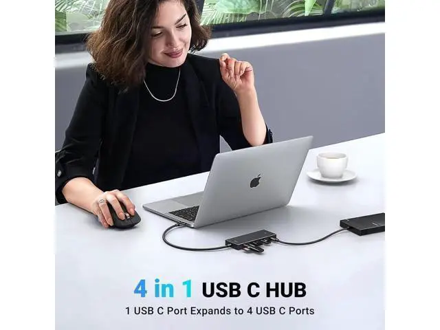 Alt view image 7 of 7 - UGREEN 4-Port USB-C Data Hub, 10Gbps USB 3.2 Gen2 Multiport Adapter, 0.3ft Short Cable, Plug & Play, Data Only, Compatible with MacBook Pro/Air, iPad Pro, iPad mini 6, iPhone 15 Series