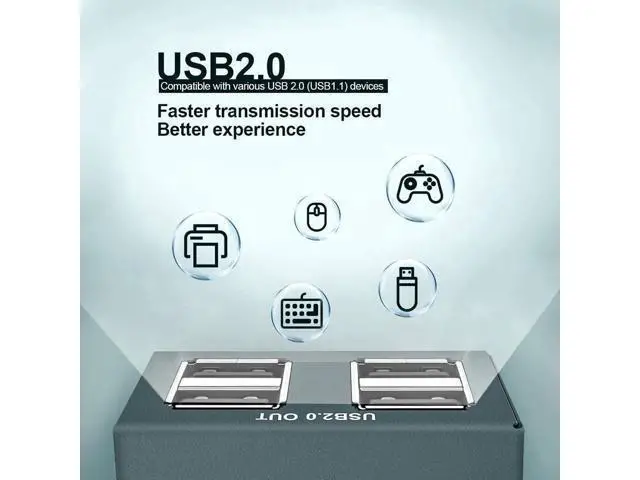 Alt view image 2 of 7 - USB 2.0 Over Ethernet Extender Kit with Built-in 4-Port Hub, Extend USB Signal Up to 165FT (50M) via Cat5e/Cat6/Cat7 Cable, Plug and Play No Driver Required USB RJ45 LAN Extension