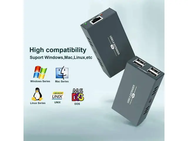 Alt view image 3 of 7 - USB 2.0 Over Ethernet Extender Kit with Built-in 4-Port Hub, Extend USB Signal Up to 165FT (50M) via Cat5e/Cat6/Cat7 Cable, Plug and Play No Driver Required USB RJ45 LAN Extension