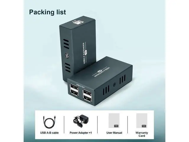 Alt view image 6 of 7 - USB 2.0 Over Ethernet Extender Kit with Built-in 4-Port Hub, Extend USB Signal Up to 165FT (50M) via Cat5e/Cat6/Cat7 Cable, Plug and Play No Driver Required USB RJ45 LAN Extension