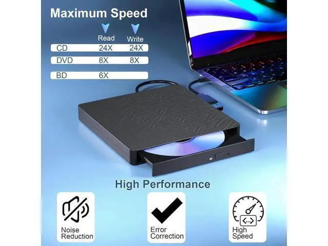 Alt view image 4 of 7 - 5 in 1 Slim External 3D Blu Ray Drive USB3.0 Type-C Optical Burner with SD TF Card Reader & 2 USB Hubs Compatible with Windows XP/7/8/10/11 Mac OS Laptop Desktop PC
