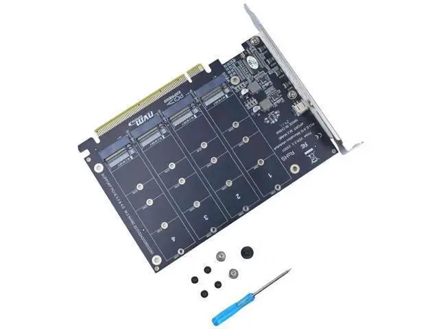 Alt view image 7 of 7 - PCIe 4.0 x16 M.2 Expansion Card, 4-Port M-Key NVMe SSD Adapter Supports 2280/2260/2242/2230 Drives