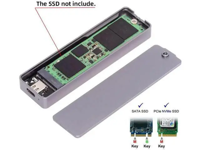 Alt view image 6 of 6 - USB 3.2 Gen 2x2 20Gbps M.2 SSD Enclosure Reader, RTL9220 Dual Protocol Adapter Supports NVMe & SATA M.2 SSD 2230/2242/2280mm, Type-C External SSD Case