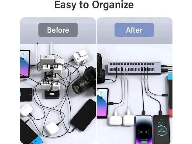 Alt view image 5 of 7 - 16-Port Powered USB 3.0 Hub with Independent Switches, 90W 12V7.5A Power Supply for Mac & Windows PC