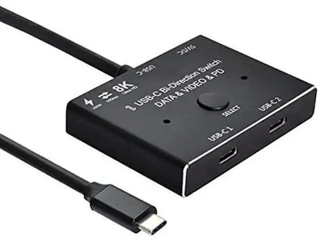 Main image of USB-C Bi-Directional MST Switch Hub 1 In 2 Out, 8K@30Hz Video, 10Gbps Data Transfer, 100W PD Charging, Type-C Splitter for Laptop Monitor Docking