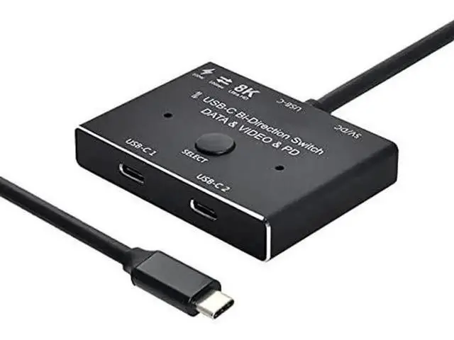 Alt view image 2 of 6 - USB-C Bi-Directional MST Switch Hub 1 In 2 Out, 8K@30Hz Video, 10Gbps Data Transfer, 100W PD Charging, Type-C Splitter for Laptop Monitor Docking