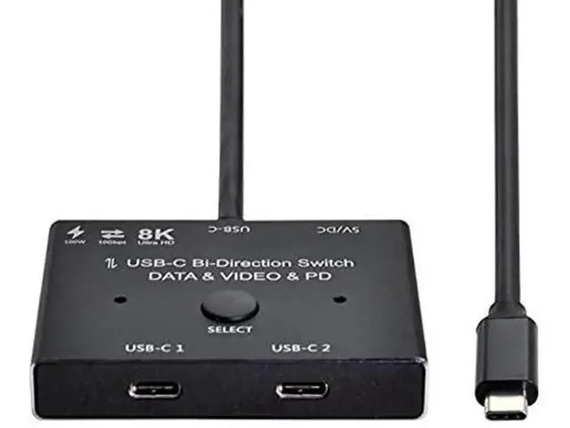 Alt view image 4 of 6 - USB-C Bi-Directional MST Switch Hub 1 In 2 Out, 8K@30Hz Video, 10Gbps Data Transfer, 100W PD Charging, Type-C Splitter for Laptop Monitor Docking