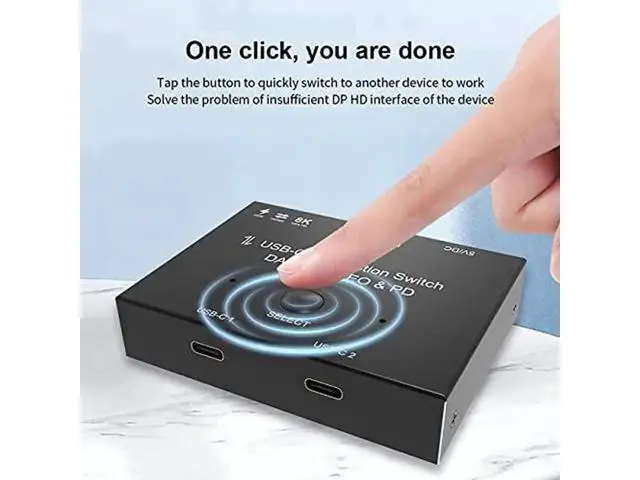 Alt view image 6 of 6 - USB-C Bi-Directional MST Switch Hub 1 In 2 Out, 8K@30Hz Video, 10Gbps Data Transfer, 100W PD Charging, Type-C Splitter for Laptop Monitor Docking