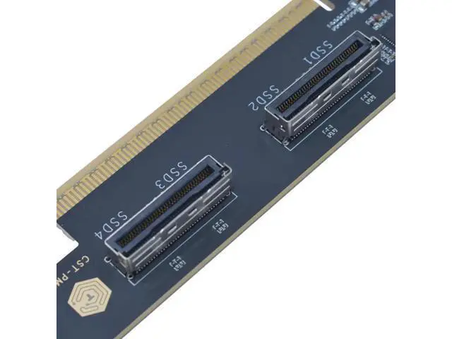 Alt view image 2 of 6 - PCIe 5.0 x16 to 2 Upward MCIO x8 Adapter Card, Support 4 U.2 NVMe SSD Gen5 Storage Card