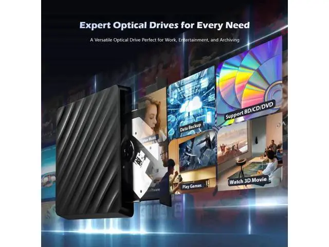 Alt view image 6 of 7 - 5 in 1 Slim External Blu Ray Burner USB3.0 Type-C Optical Drive with SD TF Card Reader & 2 USB Hubs Compatible with Windows XP/7/8/10 Mac OS MacBook Laptop Desktop PC