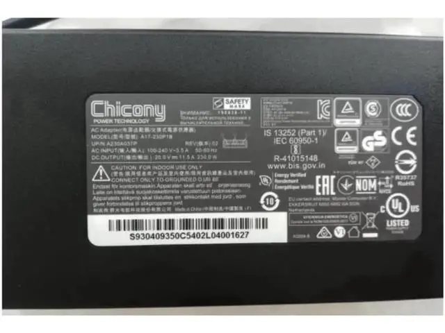 Alt view image 2 of 3 - Genuine New Chicony A17-230P1B 230W Laptop Charger 20V 11.5A USB Tip Power Adapter, OEM Replacement for MSI GE76 Raider 10UG RTX3070 Gaming Notebook