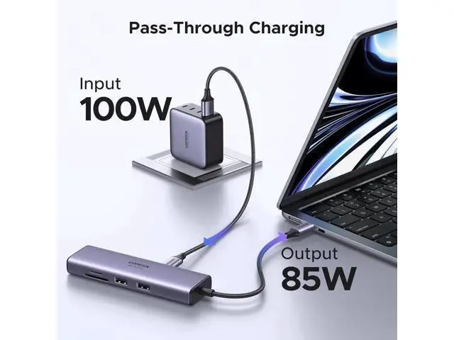 Alt view image 3 of 7 - UGREEN Revodok 7 in 1 USB C Multiport Hub with Gigabit Ethernet, 4K@60Hz HDMI, 100W PD Pass-Through Charging, USB-A Data Ports & SD/TF Card Reader, Compatible with MacBook M1/M2/M3, iPad, iPhone 15 Pr