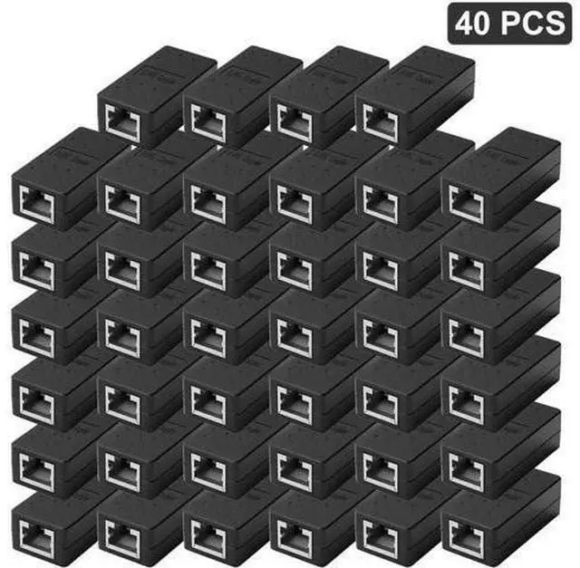 Main image of 40 Pack Gigabit RJ45 Coupler, Female to Female Inline Ethernet Extender Connector Black, LAN Cable Extension Adapter Compatible with Cat5 Cat5e Cat6 Cat7 Cat8 Network Cables