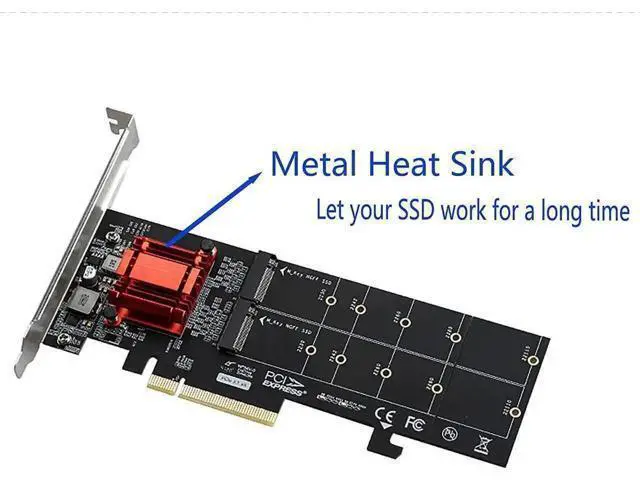 Alt view image 2 of 6 - M.2 M Key NVMe PCIe 3.1 Adapter Card, Fits 2230-22110 SSD with Low Profile Bracket