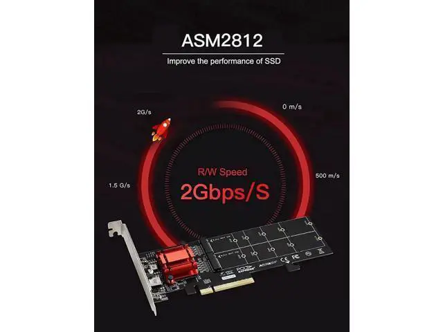 Alt view image 3 of 6 - M.2 M Key NVMe PCIe 3.1 Adapter Card, Fits 2230-22110 SSD with Low Profile Bracket