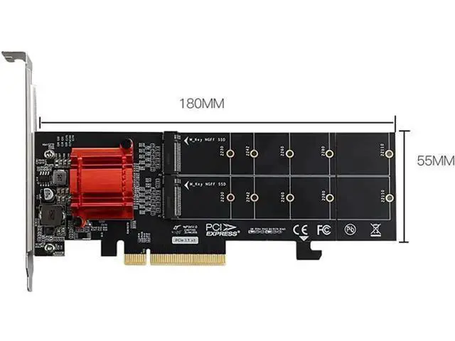 Alt view image 5 of 6 - M.2 M Key NVMe PCIe 3.1 Adapter Card, Fits 2230-22110 SSD with Low Profile Bracket