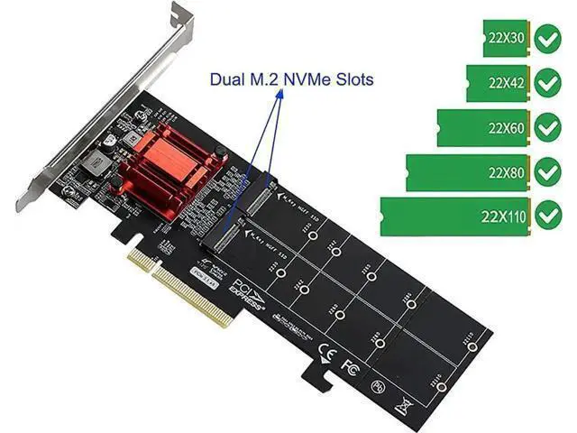 Alt view image 6 of 6 - M.2 M Key NVMe PCIe 3.1 Adapter Card, Fits 2230-22110 SSD with Low Profile Bracket