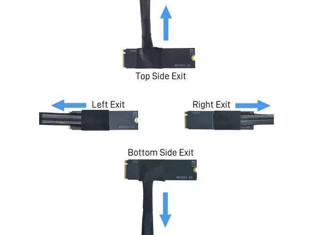 Alt view image 3 of 7 - PCIe 5.0 M.2 NVMe to SFF-8639 U.2 Adapter Cable with 15Pin SATA Power, Left Side Exit, 1.6FT (50CM) M.2 to U.2 SSD Converter Cord