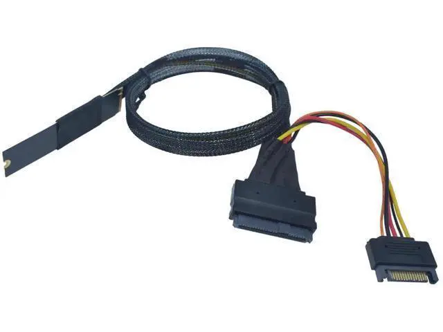 Alt view image 7 of 7 - PCIe 5.0 M.2 NVMe to SFF-8639 U.2 Adapter Cable with 15Pin SATA Power, Left Side Exit, 1.6FT (50CM) M.2 to U.2 SSD Converter Cord