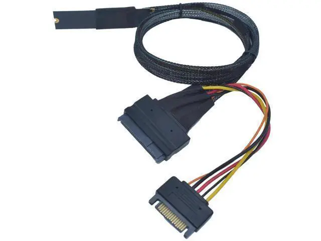 Alt view image 5 of 7 - PCIe 5.0 M.2 NVMe to SFF-8639 U.2 Adapter Cable with 15Pin SATA Power, Left Side Exit, 1.6FT (50CM) M.2 to U.2 SSD Converter Cord