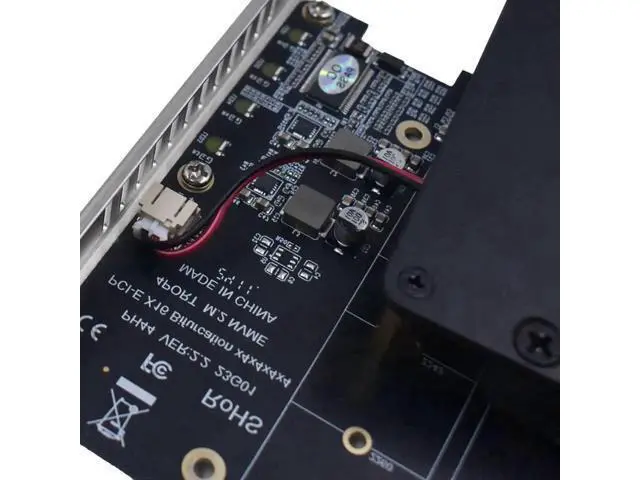 Alt view image 2 of 7 - PCIe 4.0 x16 4-Port M.2 NVMe Expansion Card with Ultra Quiet DC Brushless Cooling Fan, M Key M.2 SSD Adapter Supports 2230/2242/2260/2280 NVMe Drives for Desktop Workstation NAS Storage Upgrade