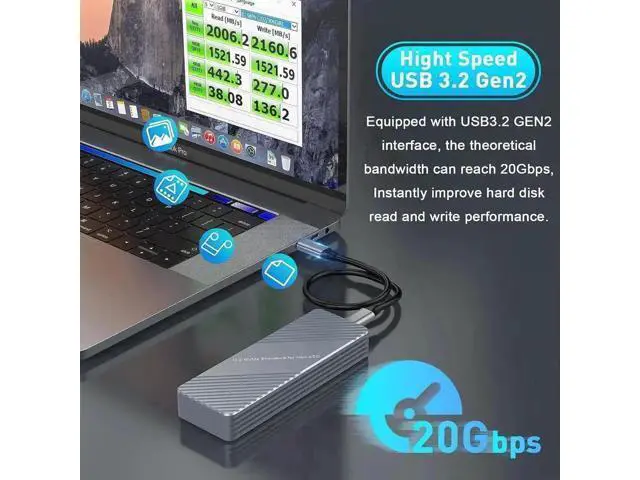 Alt view image 2 of 7 - USB 3.2 Gen2 Type-C SSD Enclosure for 12+16 Pin Apple SSD, Dual-Purpose Adapter Case for 2013-2017 MacBook Air/Pro/Mac Pro/iMac, Comes with Extra M.2 NVMe Adapter