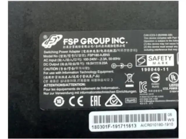 Alt view image 2 of 2 - 180W AC Power Adapter FSP180-AJBN3, 19.5V 9.23A DC 5.5x2.5mm Charger for MAG-15 XNE15E19 EG-LP5-BK Gaming Laptops
