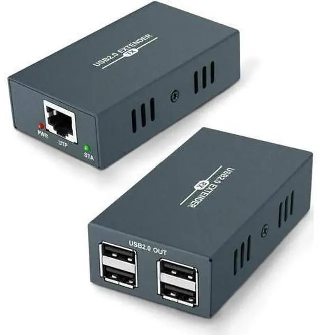 Main image of USB Over Ethernet Extender Kit 165FT, 4-Port USB 2.0 Hub Extension via Single Cat5e/Cat6/Cat7 Cable Up to 50 Meters, Plug and Play No Driver Required USB RJ45 LAN Signal Extender