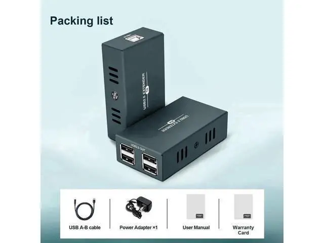 Alt view image 3 of 7 - USB Over Ethernet Extender Kit 165FT, 4-Port USB 2.0 Hub Extension via Single Cat5e/Cat6/Cat7 Cable Up to 50 Meters, Plug and Play No Driver Required USB RJ45 LAN Signal Extender