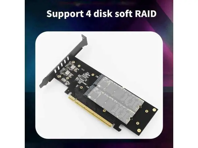 Alt view image 3 of 6 - iHyper-Pro PCIe 4.0 Gen4 X16 to Quad M.2 NVMe Expansion Card, 4×32Gbps M-Key 2280 SSD Adapter, Support Intel VROC & NVMe RAID, Full Aluminum Heatsink, Low Profile Bracket Included