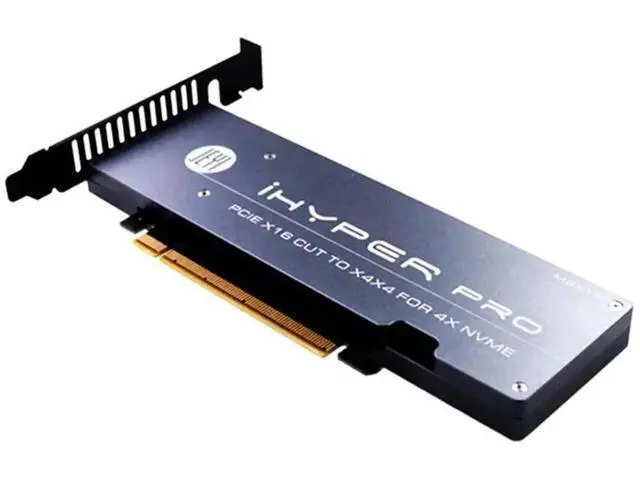 Alt view image 5 of 6 - iHyper-Pro PCIe 4.0 Gen4 X16 to Quad M.2 NVMe Expansion Card, 4×32Gbps M-Key 2280 SSD Adapter, Support Intel VROC & NVMe RAID, Full Aluminum Heatsink, Low Profile Bracket Included