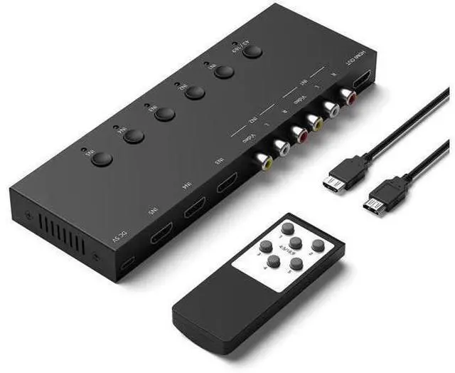 Main image of 2-Way RCA AV to HDMI Converter with 3-Port HDMI 2.0 Switch 2-in-1 Combo Adapter, 4:3/16:9 Aspect Ratio Adjustable for Retro Consoles & Modern Game Players