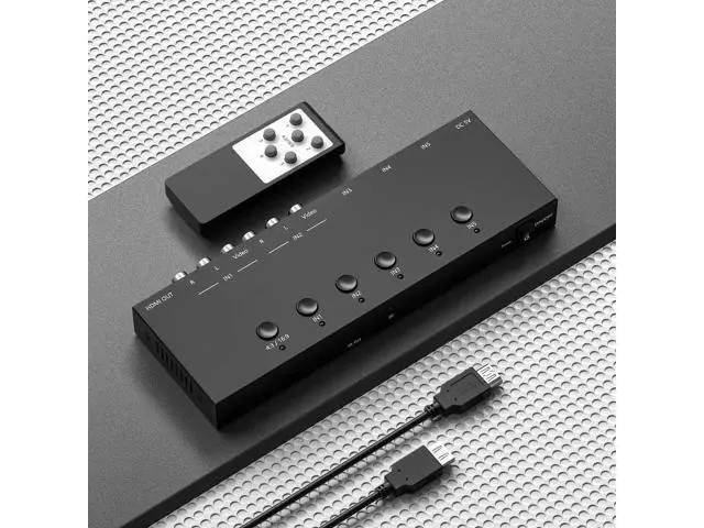 Alt view image 5 of 7 - 2-Way RCA AV to HDMI Converter with 3-Port HDMI 2.0 Switch 2-in-1 Combo Adapter, 4:3/16:9 Aspect Ratio Adjustable for Retro Consoles & Modern Game Players