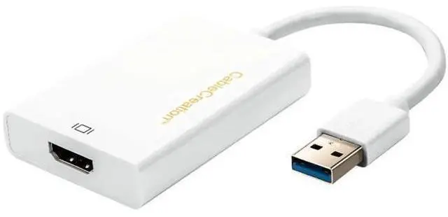 Main image of USB 3.0 to HDMI Adapter with Built-in DisplayLink Chip, External USB Graphics Video Converter, 1080P Full HD Multi-Monitor Extender, White, Compatible with Windows 7/8/8.1/10 & MacOS