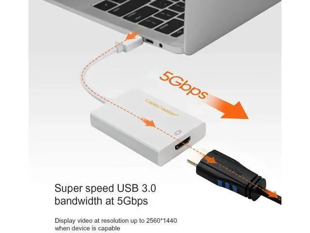 Alt view image 5 of 7 - USB 3.0 to HDMI Adapter with Built-in DisplayLink Chip, External USB Graphics Video Converter, 1080P Full HD Multi-Monitor Extender, White, Compatible with Windows 7/8/8.1/10 & MacOS