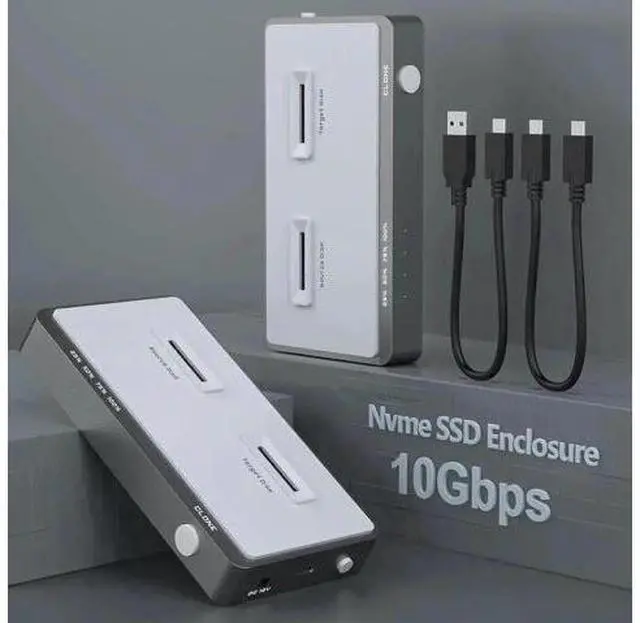 Main image of 10Gbps Tool-Free Dual-Bay M.2 NVMe Docking Station with Offline Clone Function, USB C NVMe SSD Duplicator Enclosure Supports M-Key PCIe M.2 SSD 2242 2260 2280 22110, Dual Slot External SSD Clone Dock
