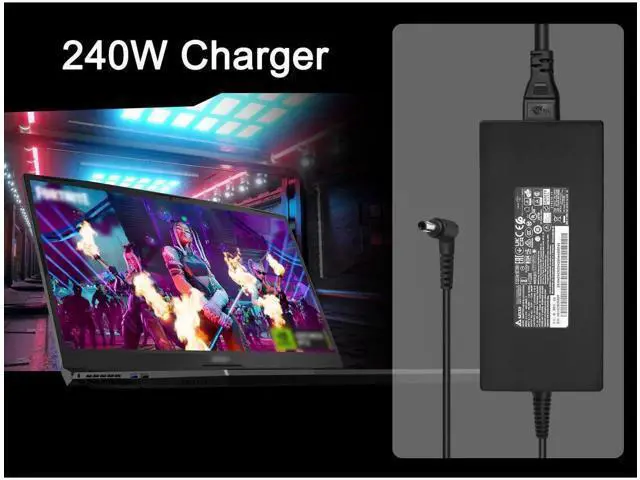 Alt view image 3 of 7 - 240W 20V 12A Laptop AC Charger, 4.5x3.0mm Tip Power Adapter Compatible with MSI Delta 15 A5EFK 15001, GS66 GF66 GF76 GL66 GL76 12U, Sword 15, Crosshair 17 15 R6E Intel 12th Gen Gaming Notebooks