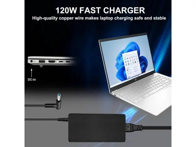 Alt view image 5 of 7 - 120W 19.5V 6.15A Laptop Charger PN 710415-001 L41856-001 for HP USB-C Dock G5 5TW10UT, USB-C/A Dock G2 5TW13AA, Omen 15-5000 15-5100 15-5200 Gaming Laptops