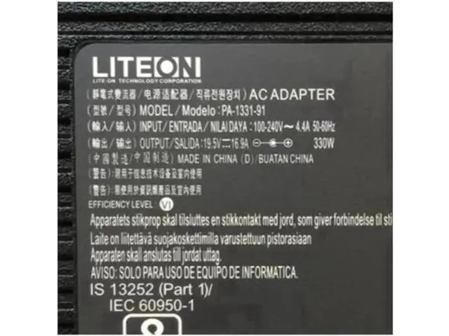 Alt view image 2 of 2 - 330W 19.5V 16.9A AC Power Adapter LITEON PA-1331-91 Laptop Charger with 7.4x5.0mm Barrel Tip, Replacement for 330W & 240W High Performance Gaming Laptops