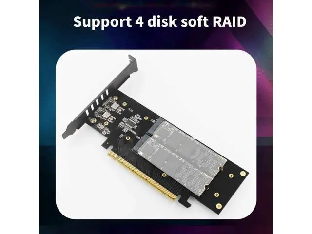 Alt view image 2 of 6 - iHyper-Pro PCIe 4.0 x16 to 4×M.2 NVMe Expansion Card, M-Key 2280 SSD Adapter, 32Gbps Per Drive, Intel VROC NVMe RAID Supported