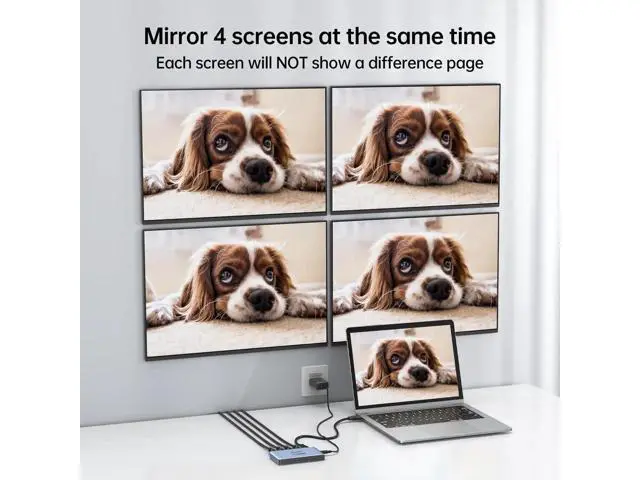 Alt view image 3 of 7 - MT-VIKI 1 In 4 Out HDMI 2.0 Splitter Mirror Duplicator, 1×4 4K@60Hz Distributor 18Gbps RGB 4:4:4 HDR HDCP2.2 Auto EDID, Powered Splitter with Power Adapter Included