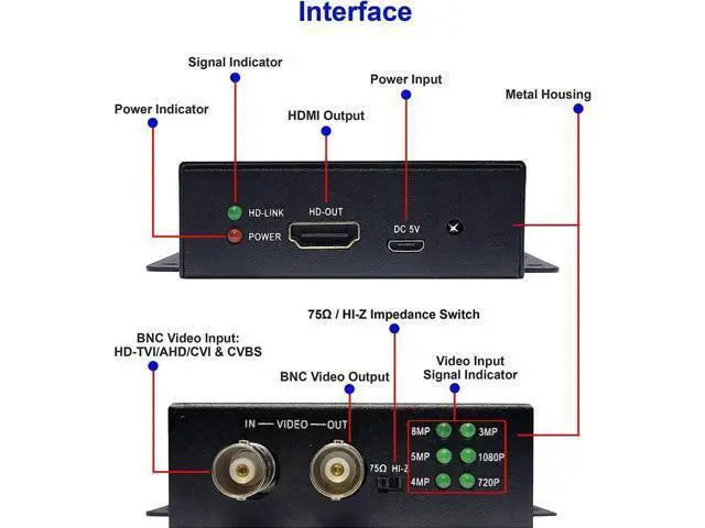 Alt view image 2 of 6 - 101AV BNC to HDMI 4K Video Converter, Supports HD-TVI/AHD/CVI/CVBS Analog Signal to HDMI for DVR Monitor