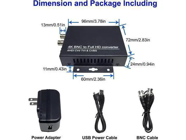 Alt view image 6 of 6 - 101AV BNC to HDMI 4K Video Converter, Supports HD-TVI/AHD/CVI/CVBS Analog Signal to HDMI for DVR Monitor