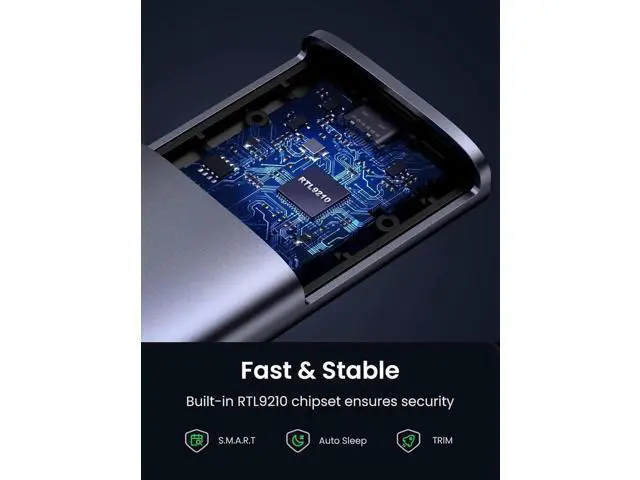 Alt view image 5 of 5 - UGREEN M.2 NVMe SSD Enclosure, USB 3.2 Gen 2 10Gbps External SSD Reader Adapter, Supports M-Key & B+M Key NVMe SSD, Compatible with 2230/2242/2260/2280, UASP & TRIM Supported