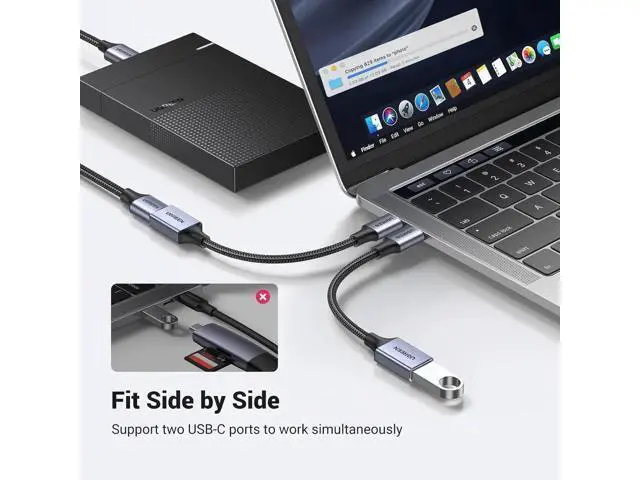 Alt view image 5 of 6 - UGREEN USB-C to USB 3.0 Adapter, 5Gbps OTG Converter, Nylon Braided & Aluminum Alloy, Type C Male to USB A Female, Blue, Compatible with iPhone 15 Series, MacBook, iPad Pro, Galaxy S24